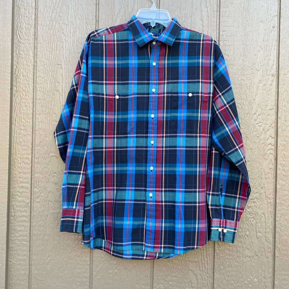 VTG Steeplechase Shirt Large - Multicolor Plaid - Men's Button-Down Long Sleeve
